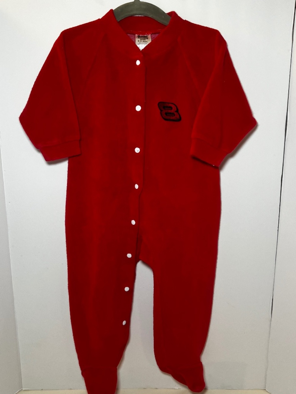 Vintage 1990s Bright Red Terry Cloth Button Up Sleeper Dale Earnhardt Jr #8